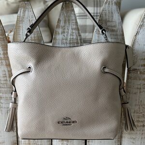 Coach Pebbled Leather Andy Crossbody Bag Purse Silver/Steam